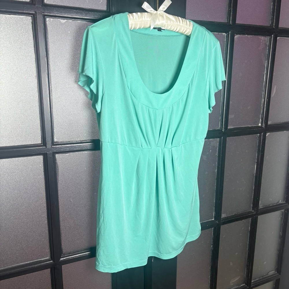 Maurices Turqouise Scoop Neck Flutter Sleeve Top Size Large